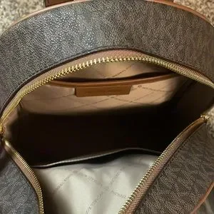 MICHAEL Michael Kors Brown Backpack with Decorative Patches Michael Kors Rhea Medium Pebbled Leather Bookbag, Logo  main image 4